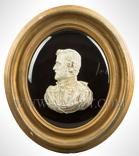 Bas Relief Bust Shell, General U.S. Grant, White Frosted on Convex Tin Shell. , Image 1